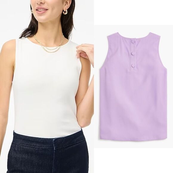 NWT J. Crew Factory Sleeveless button-back shell - Picture 1 of 9